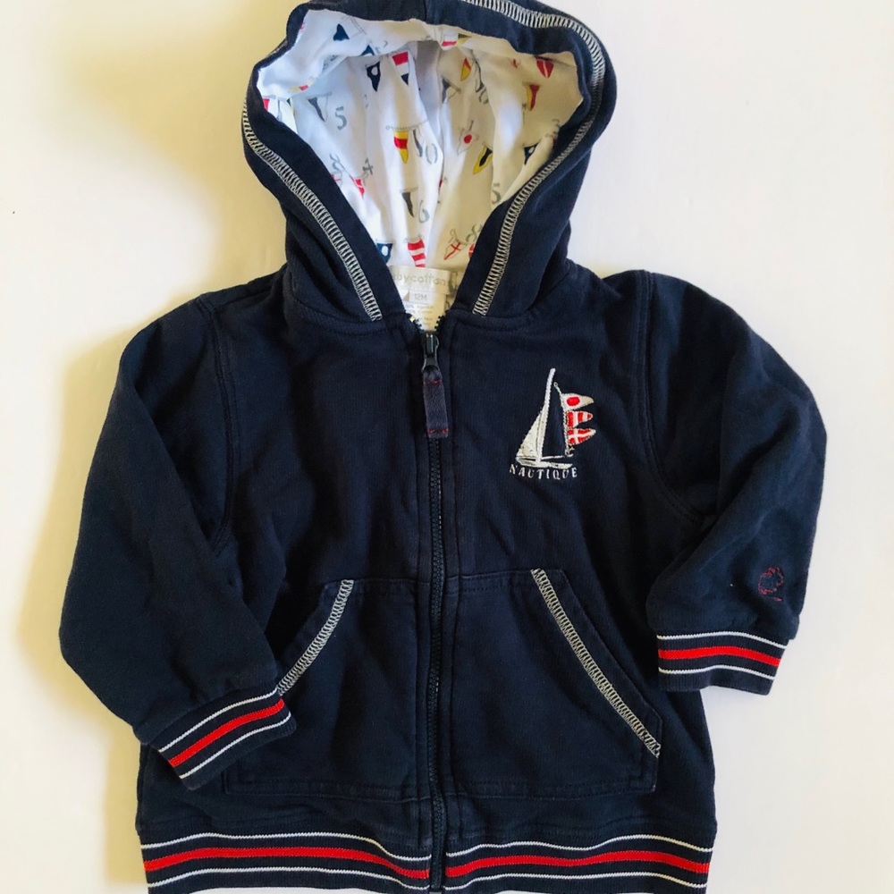 Babycottons boys navy nautical hoodie sweatshirt